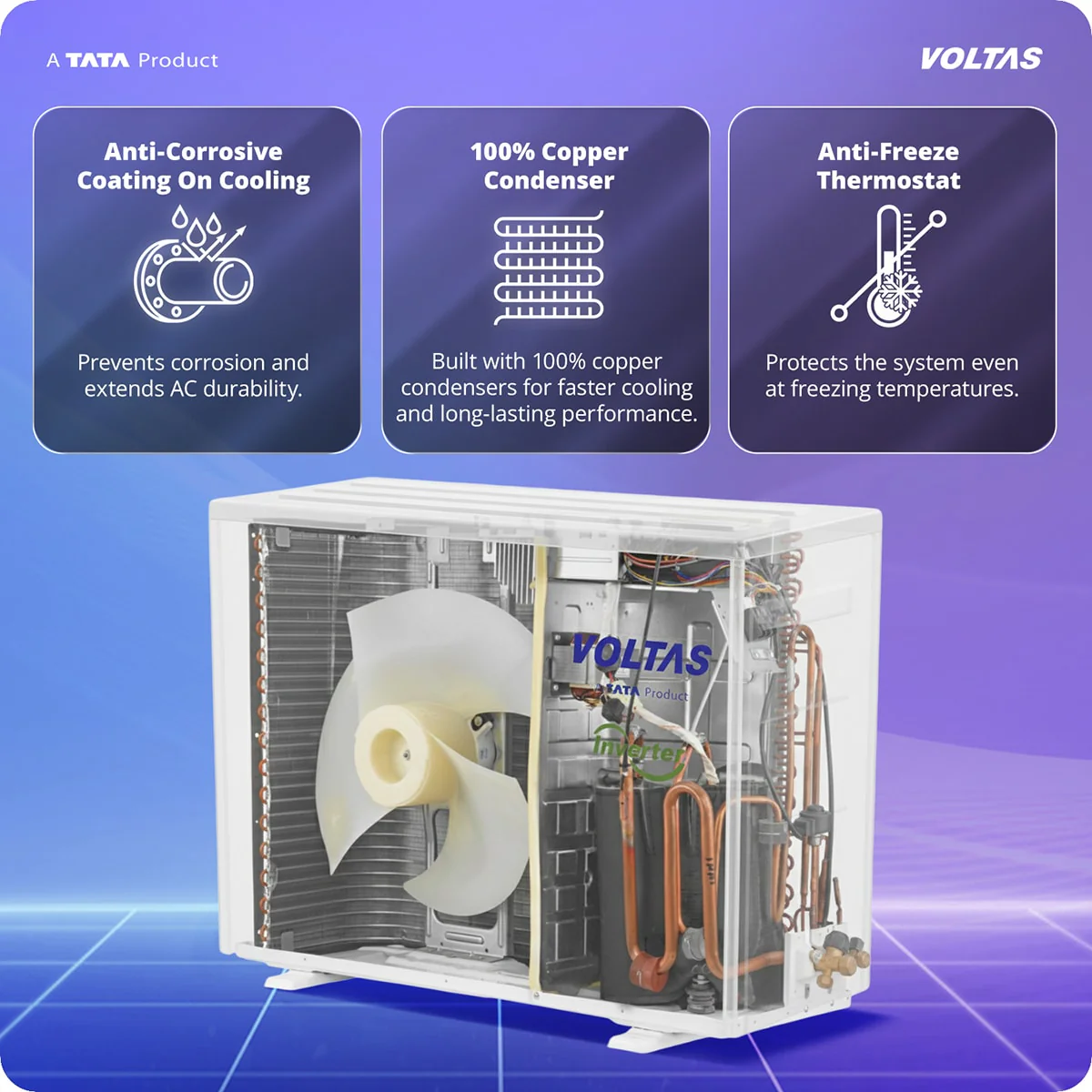 Voltas Split Air Conditioner, 1.5 Ton, 3 Star - 183INV Vertis Zen Gold - Image 15